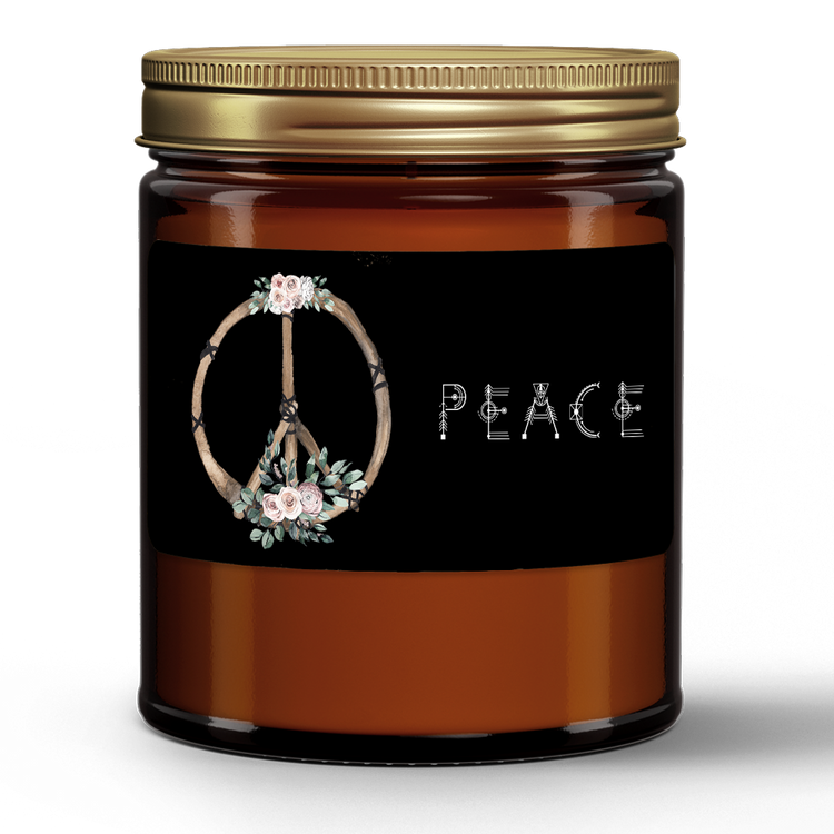 Natural Wax Candle in Amber Jar (9oz)-Gardenia Blossom