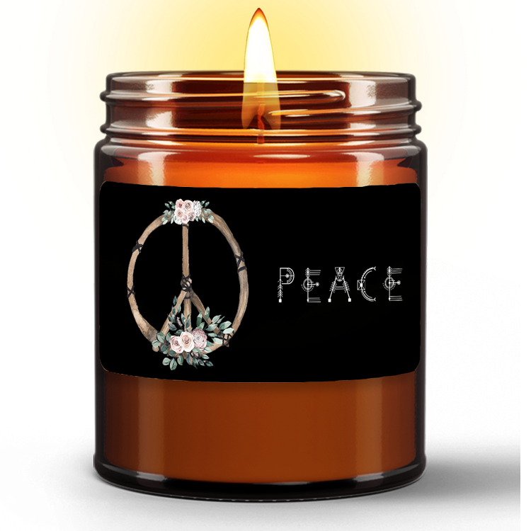 Natural Wax Candle in Amber Jar (9oz)-Gardenia Blossom