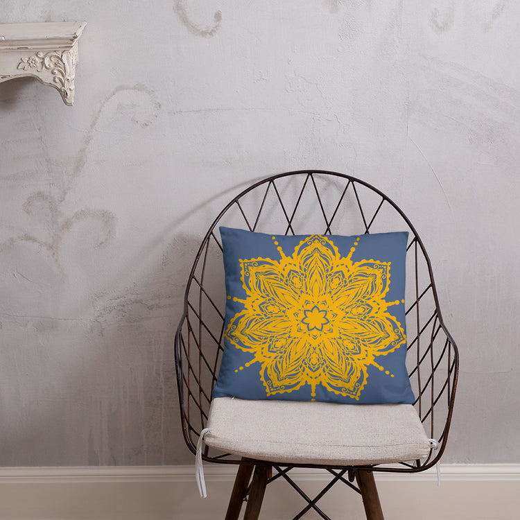 Blue Mandala Throw Pillow