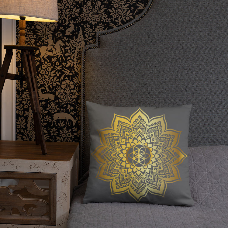 Grey Mandala Throw Pillow
