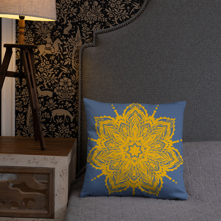 Blue Mandala Throw Pillow