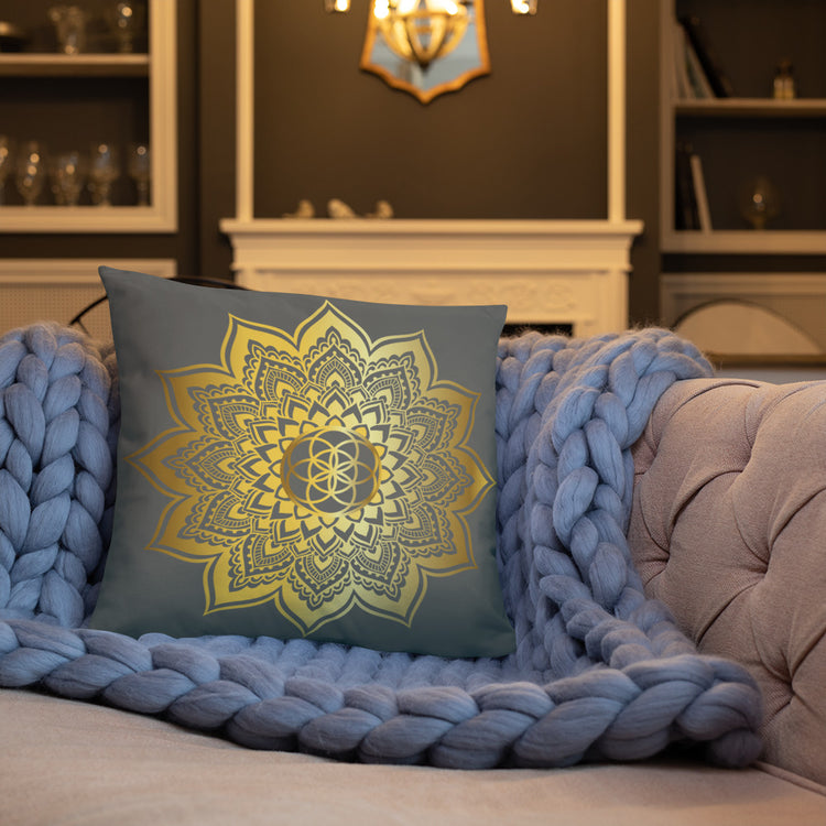 Grey Mandala Throw Pillow