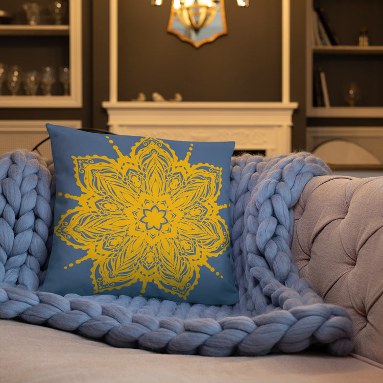 Blue Mandala Throw Pillow