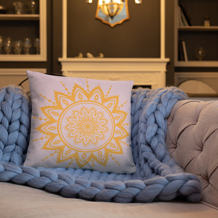 Pink with Sunflower Mandala Throw Pillow