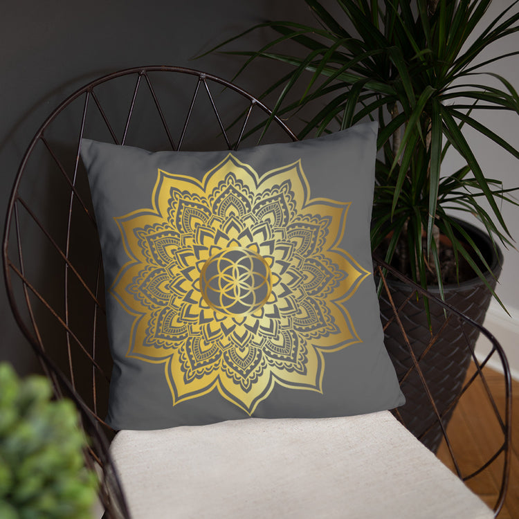 Grey Mandala Throw Pillow