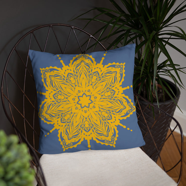 Blue Mandala Throw Pillow