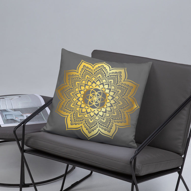 Grey Mandala Throw Pillow