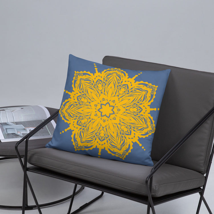 Blue Mandala Throw Pillow
