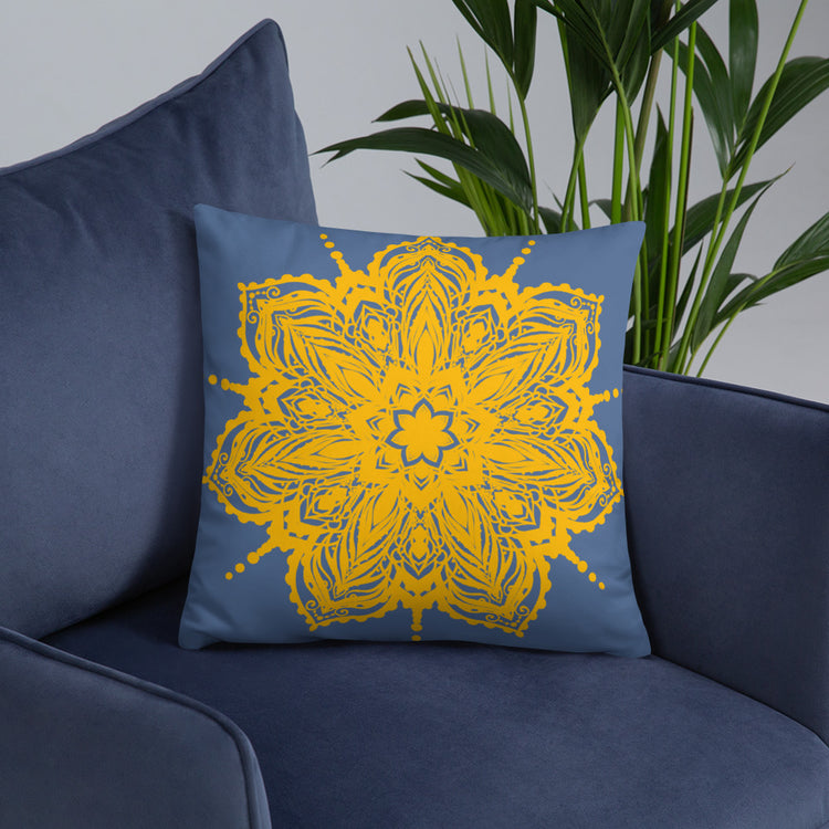 Blue Mandala Throw Pillow