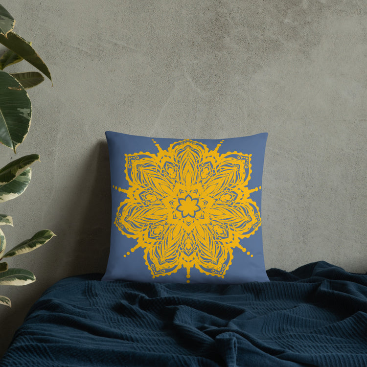 Blue Mandala Throw Pillow