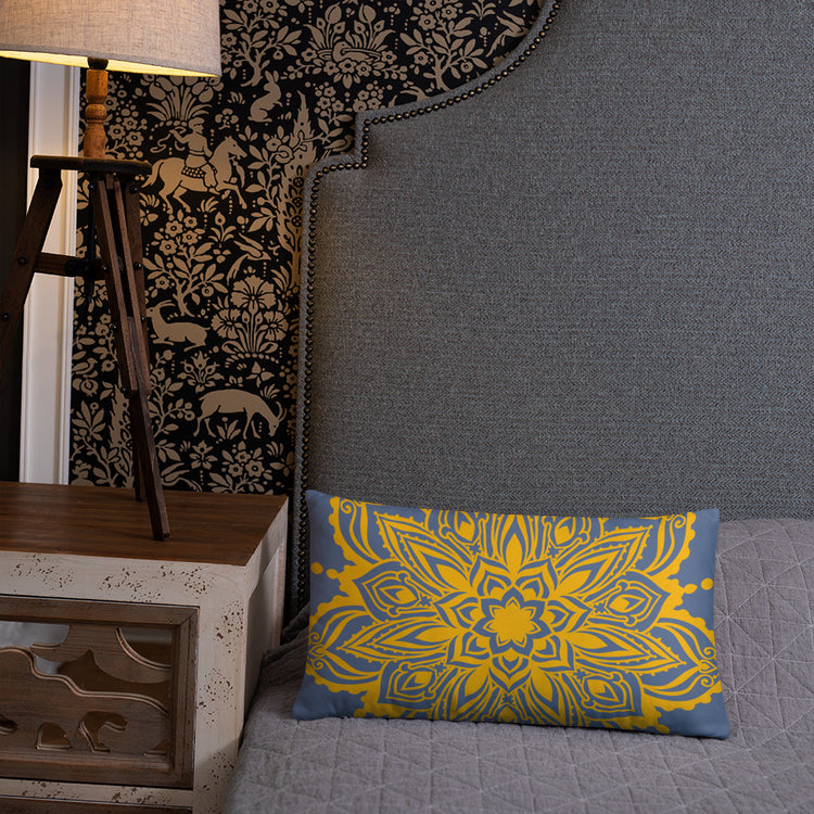 Blue Mandala Throw Pillow