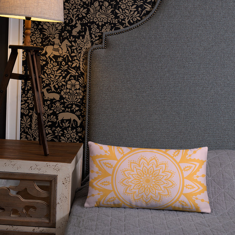 Pink with Sunflower Mandala Throw Pillow