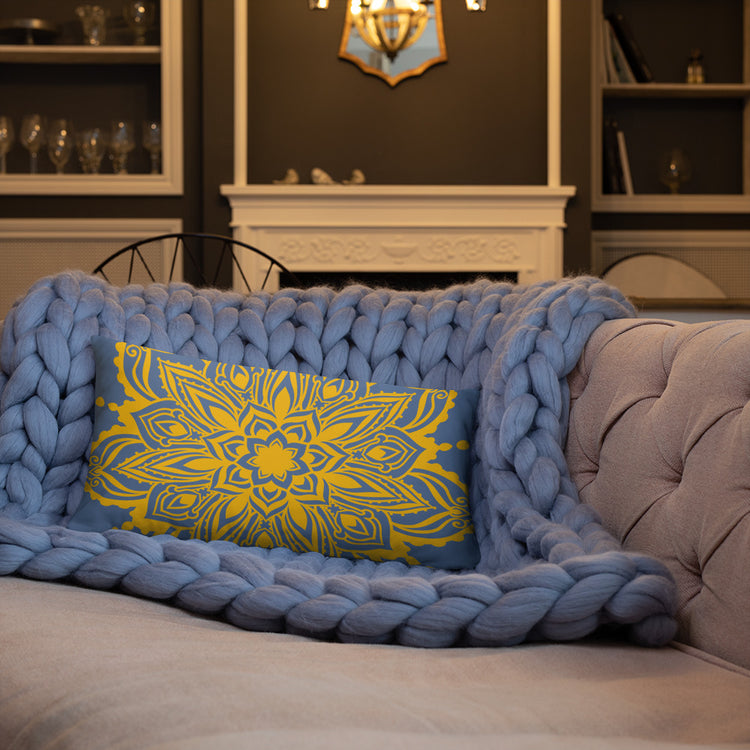 Blue Mandala Throw Pillow
