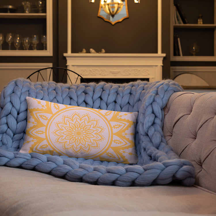 Pink with Sunflower Mandala Throw Pillow