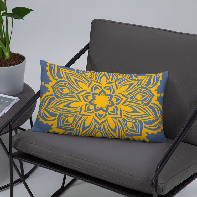 Blue Mandala Throw Pillow