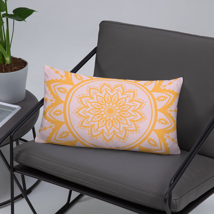 Pink with Sunflower Mandala Throw Pillow