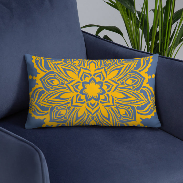 Blue Mandala Throw Pillow