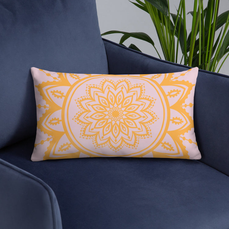 Pink with Sunflower Mandala Throw Pillow