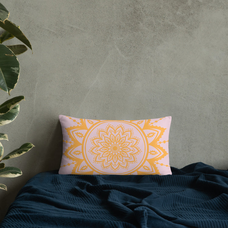 Pink with Sunflower Mandala Throw Pillow