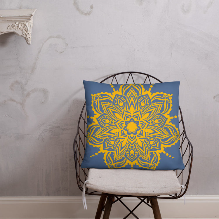Blue Mandala Throw Pillow