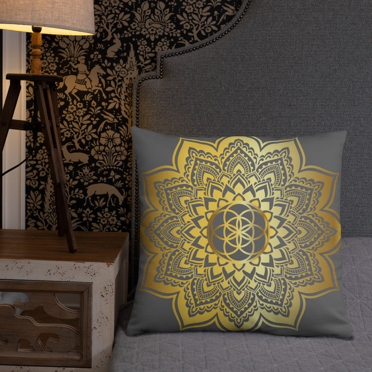 Grey Mandala Throw Pillow