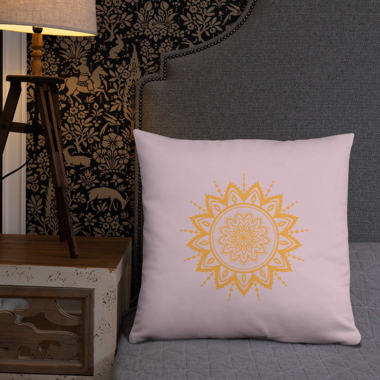 Pink with Sunflower Mandala Throw Pillow