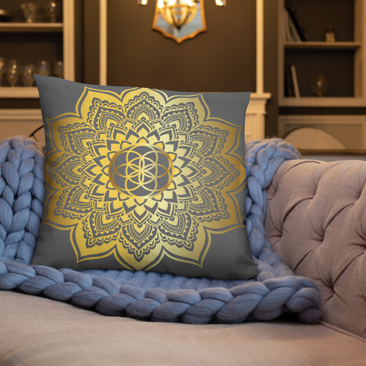Grey Mandala Throw Pillow