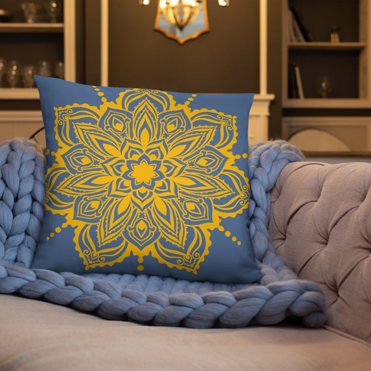 Blue Mandala Throw Pillow