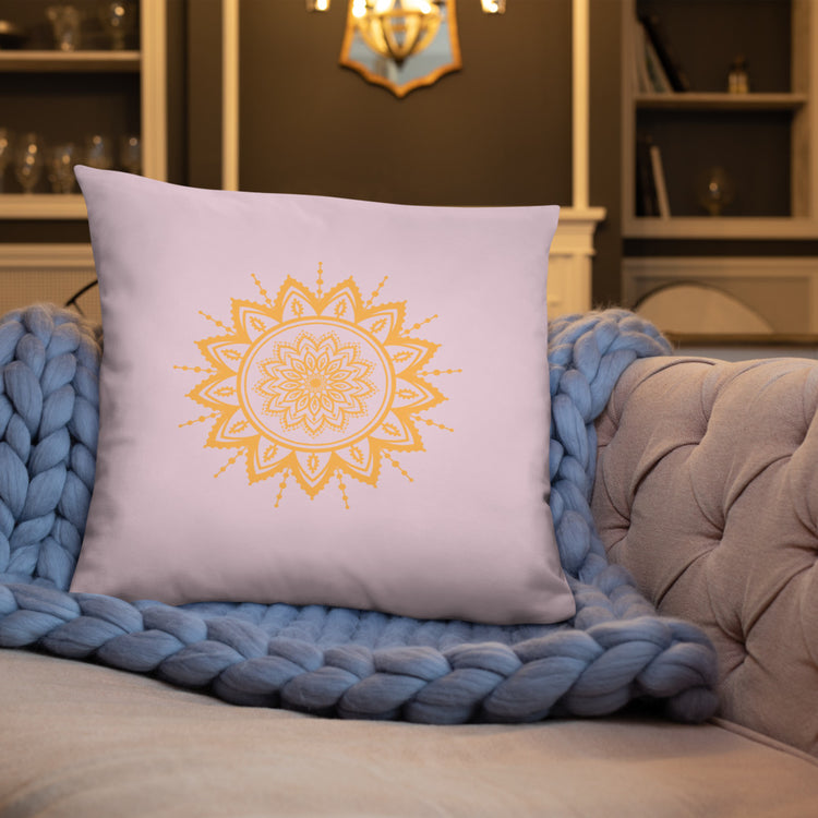 Pink with Sunflower Mandala Throw Pillow