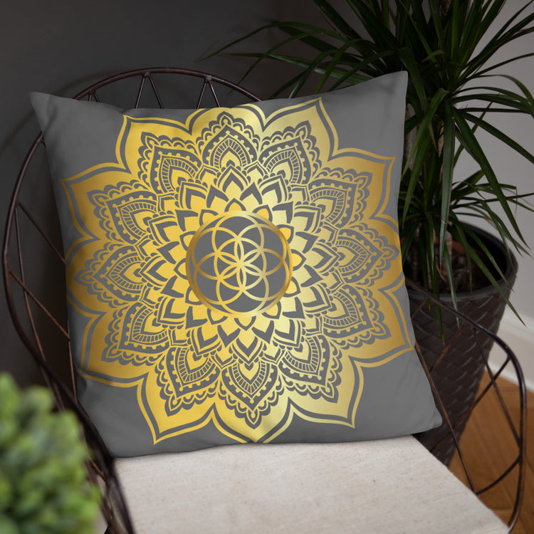 Grey Mandala Throw Pillow