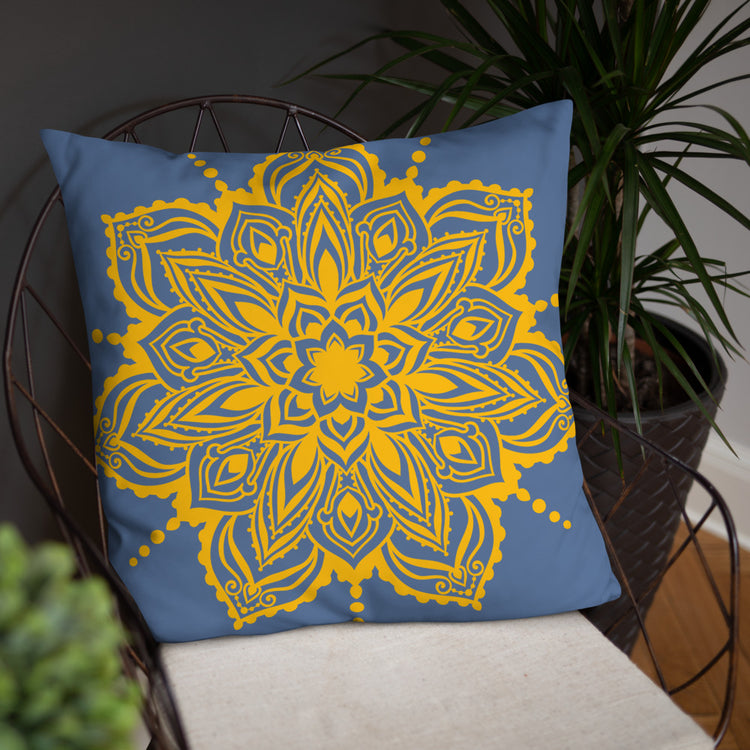 Blue Mandala Throw Pillow