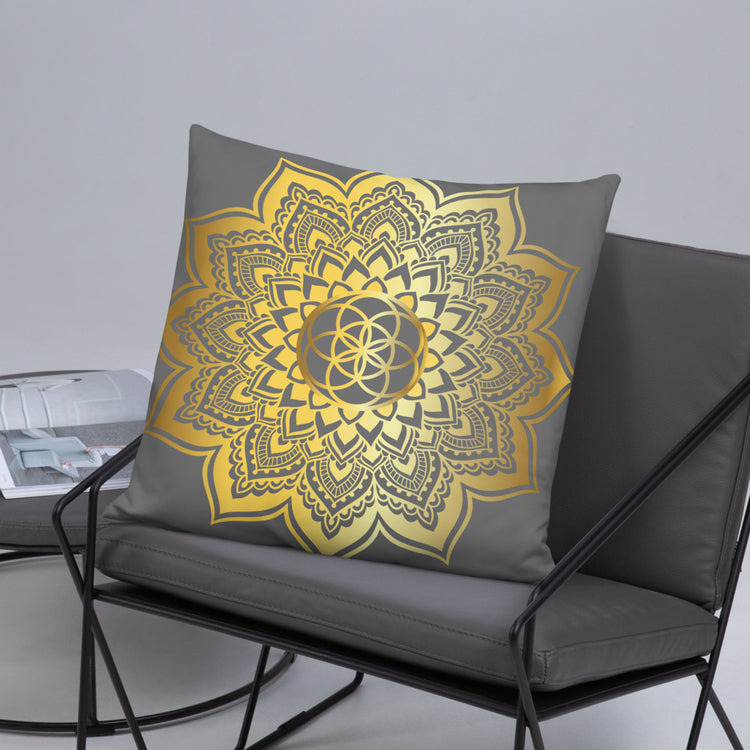 Grey Mandala Throw Pillow