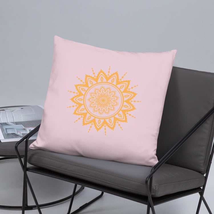 Pink with Sunflower Mandala Throw Pillow