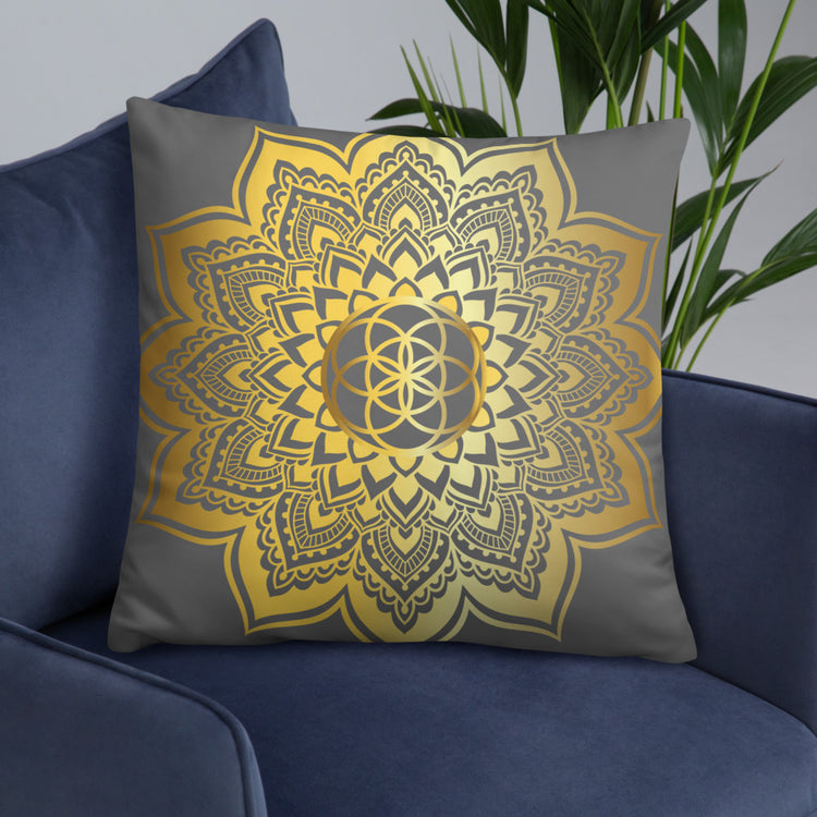 Grey Mandala Throw Pillow