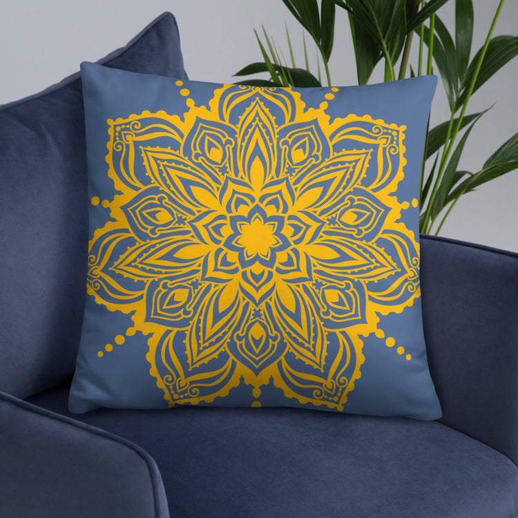Blue Mandala Throw Pillow