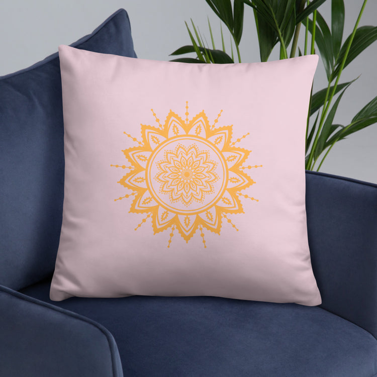 Pink with Sunflower Mandala Throw Pillow