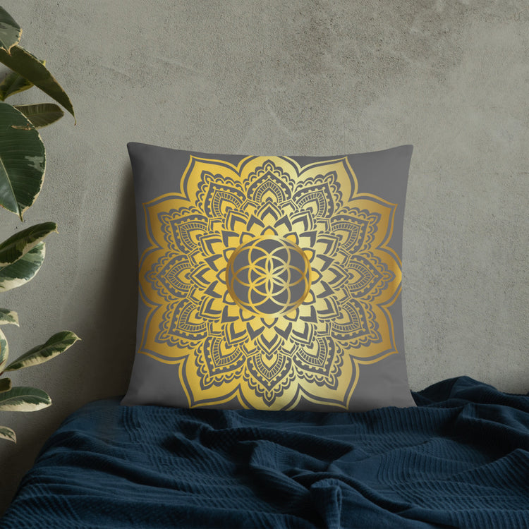 Grey Mandala Throw Pillow