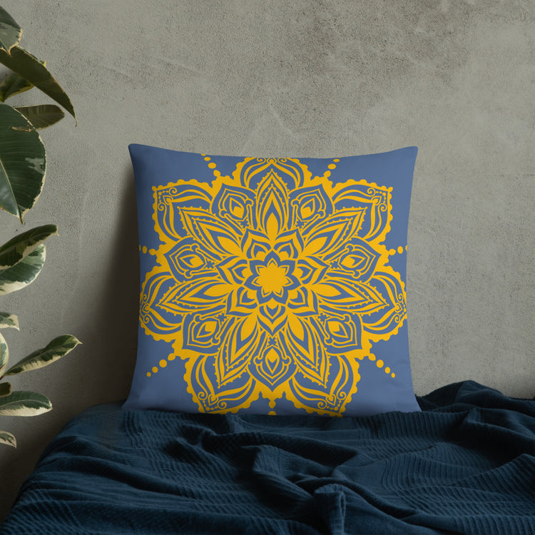 Blue Mandala Throw Pillow