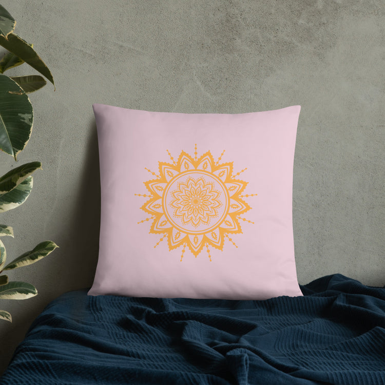 Pink with Sunflower Mandala Throw Pillow