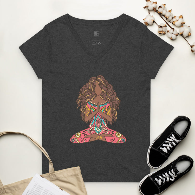 Siting Lotus Pose Women’s recycled v-neck t-shirt