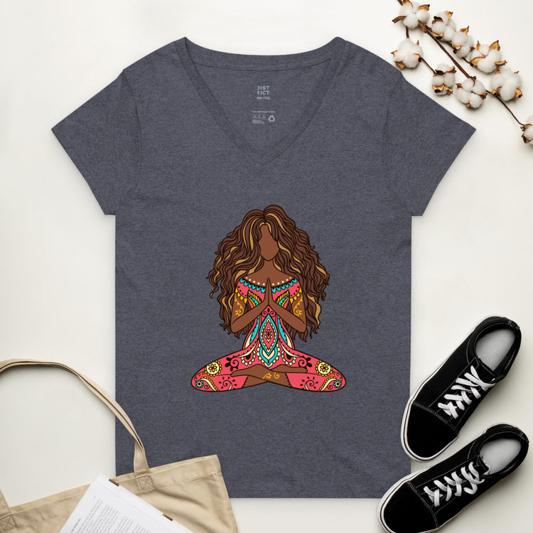 Siting Lotus Pose Women’s recycled v-neck t-shirt