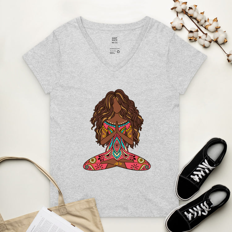 Siting Lotus Pose Women’s recycled v-neck t-shirt