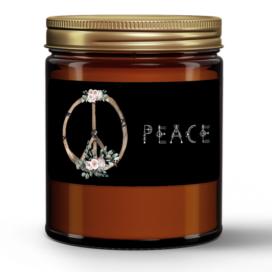 Natural Wax Candle in Amber Jar (9oz)-Gardenia Blossom