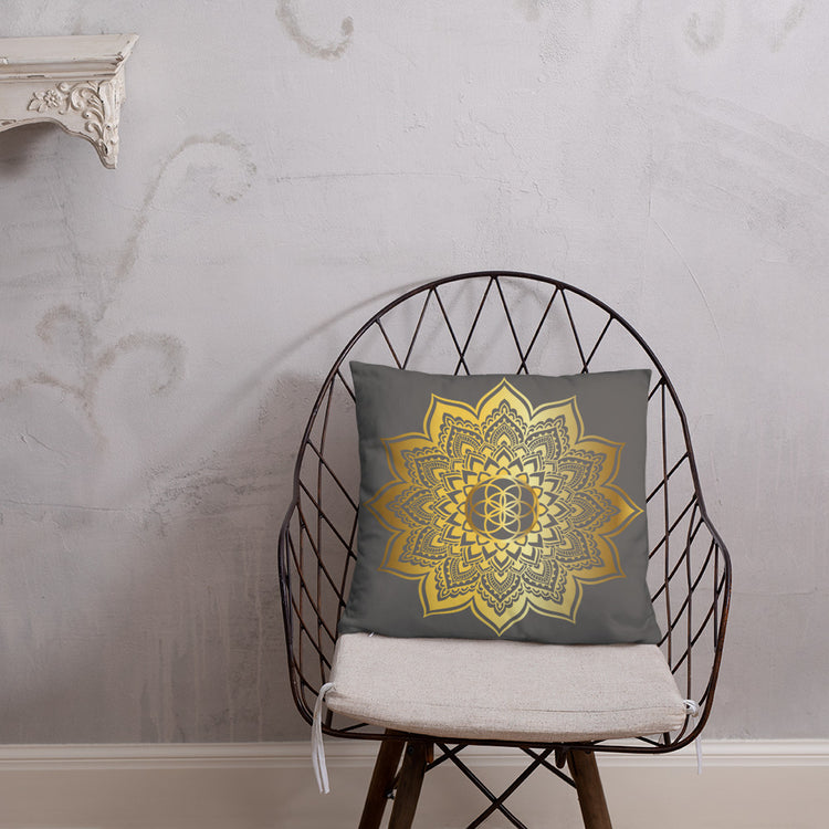 Grey Mandala Throw Pillow