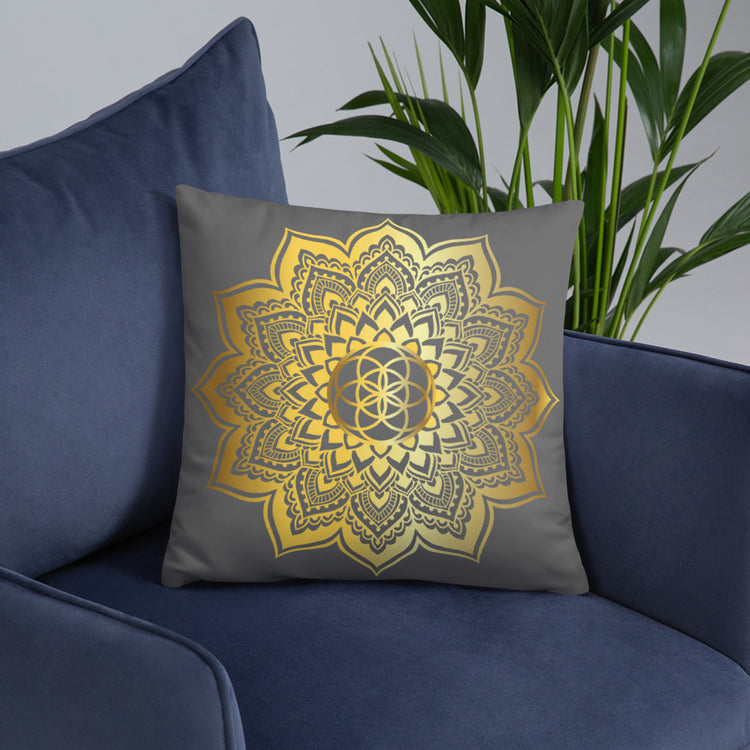 Grey Mandala Throw Pillow