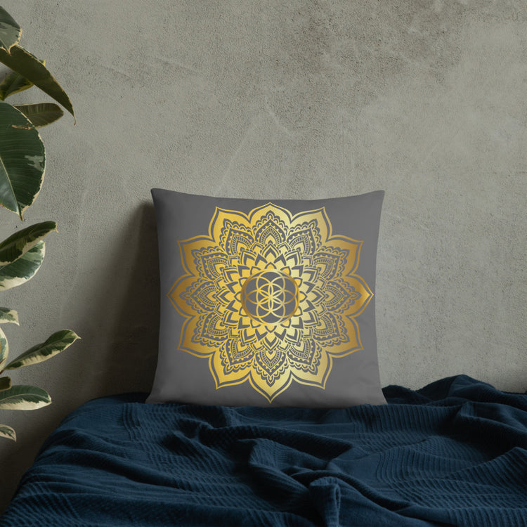 Grey Mandala Throw Pillow