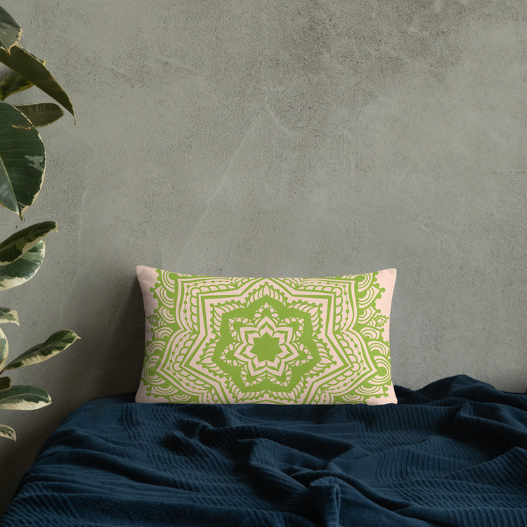 Green Mandala Throw Pillow