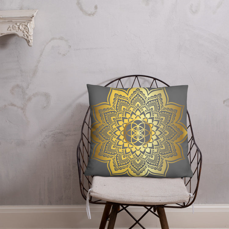 Grey Mandala Throw Pillow