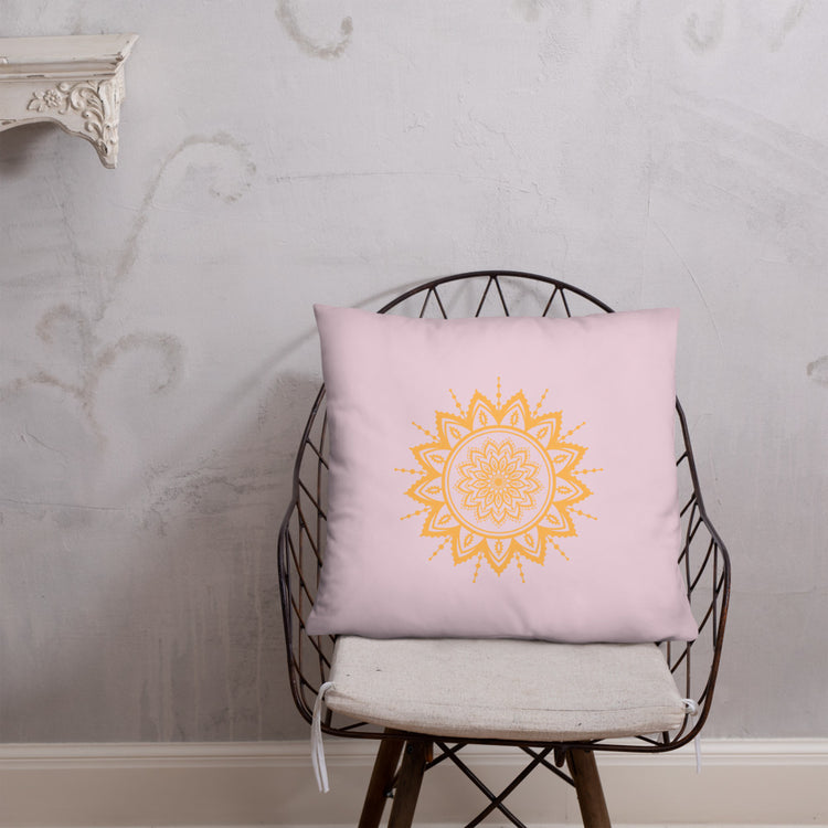 Pink with Sunflower Mandala Throw Pillow