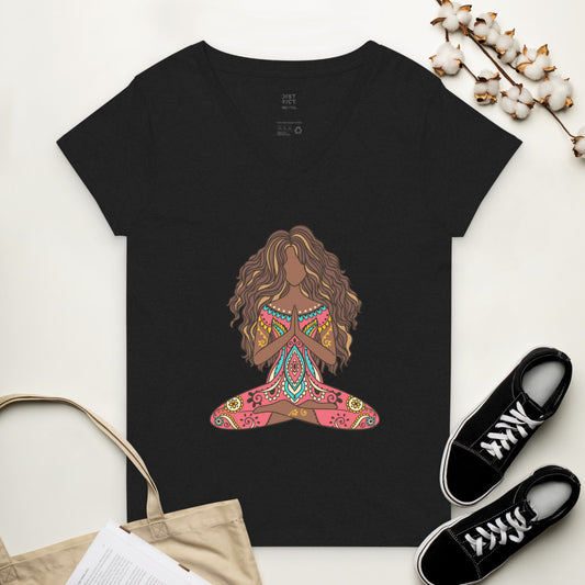 Siting Lotus Pose Women’s recycled v-neck t-shirt